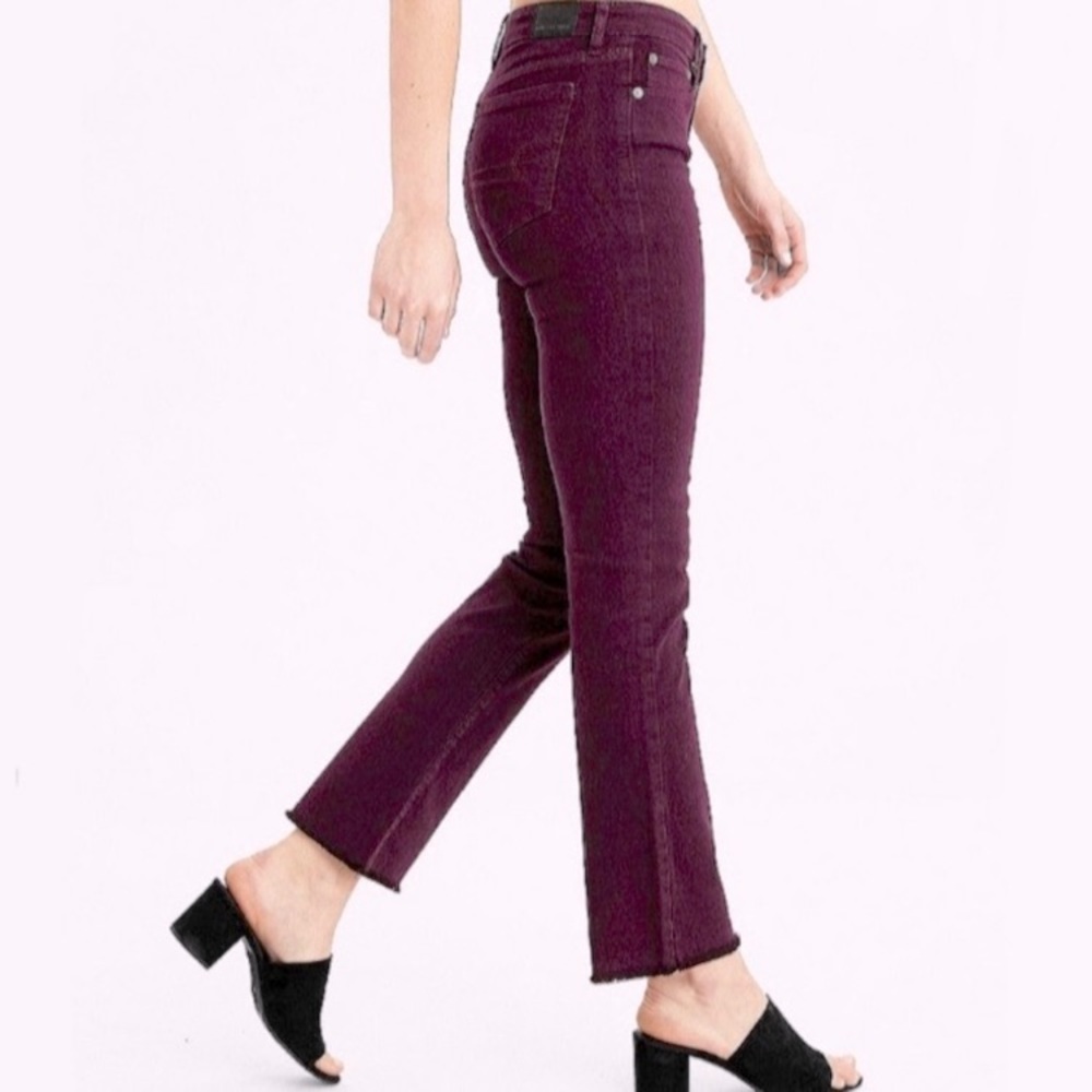 American Eagle High Rise Ankle Flare Jeans 12 Wine Burgundy